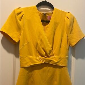 Yellow Wrap Front Short Sleeve Dress